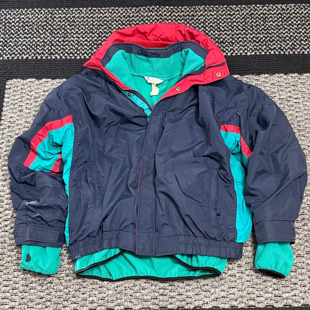 Vintage Columbia Bugaboo Jacket Ski Coat Zip-In Fleece Liner Retro Outdoor Gear